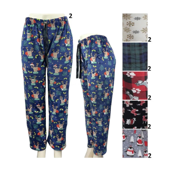 WOMEN'S FLEECE PAJAMA PANTS P4313 (12PC)