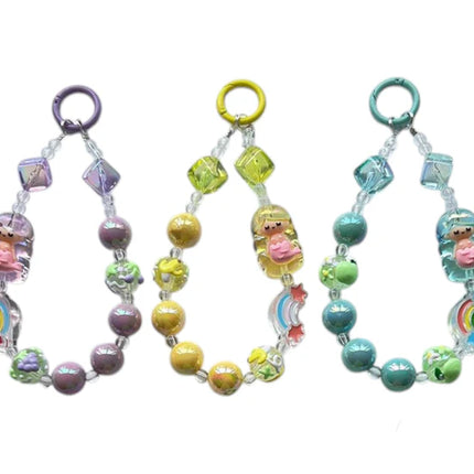 BEADED PHONE CHAIN MARBLE MERMAID PC1122-7 (12PC)