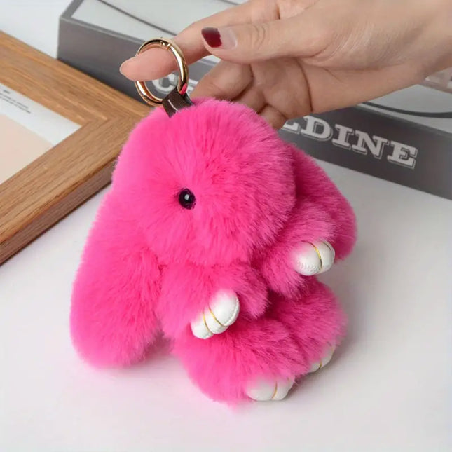 LARGE RABBIT POM POM KEYCHAIN KC0225-6 (12PC)