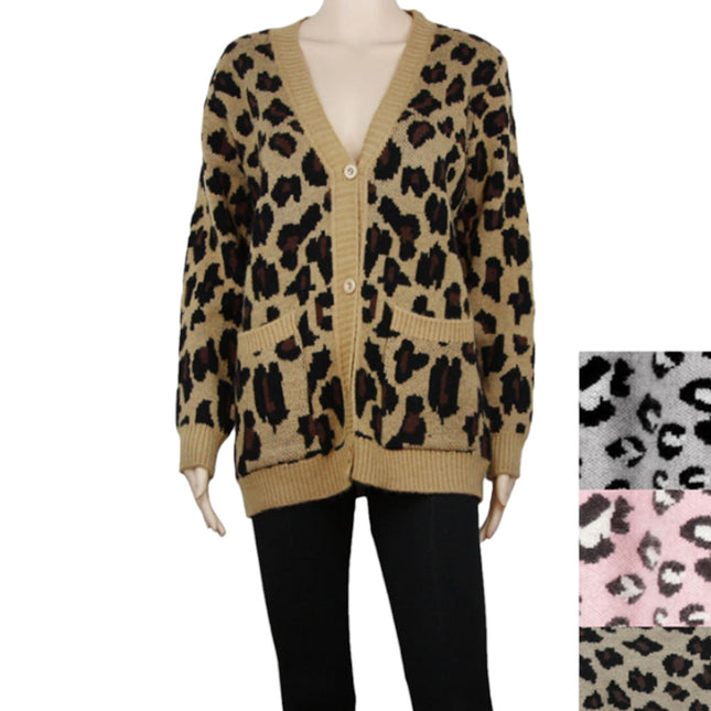 LEOPARD PATTERN POCKET CARDIGAN P3382 (8PC)