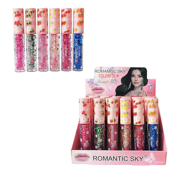 ROMANTIC SKY GLITTER LIP GLOSS RS022 (24PC)