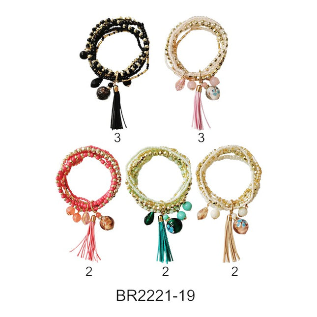 TASSEL BEAD BRACELET BR2221-19 (12PC)