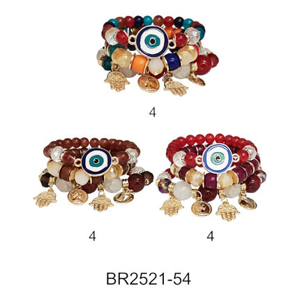 HAMSA N EVIL EYE CHARM BALL BRACELET BR2521-54 (12PC)