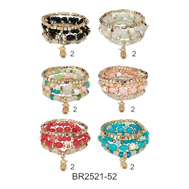 OWL CHARM BALL BRACELET BR2521-52 (12PC)