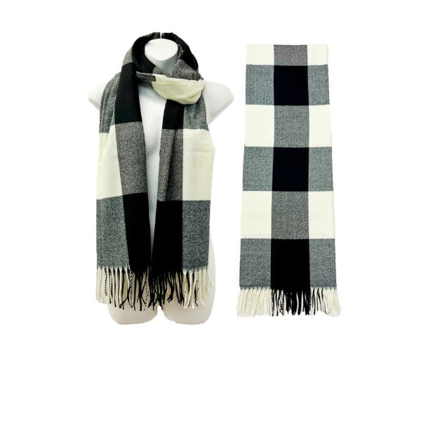 CASHMERE FEEL CHECK PATTERN SCARVES TT1026-1 (12PC)