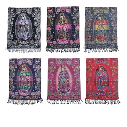 METALLIC PASHMINA OUR LADY OF GUADALUPE SCF31105-14 (12PC)