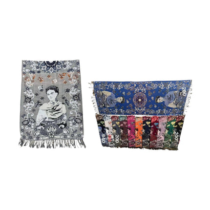 METALLIC PASHMINA FRIDA KAHLO SCF31105-13 (12PC)