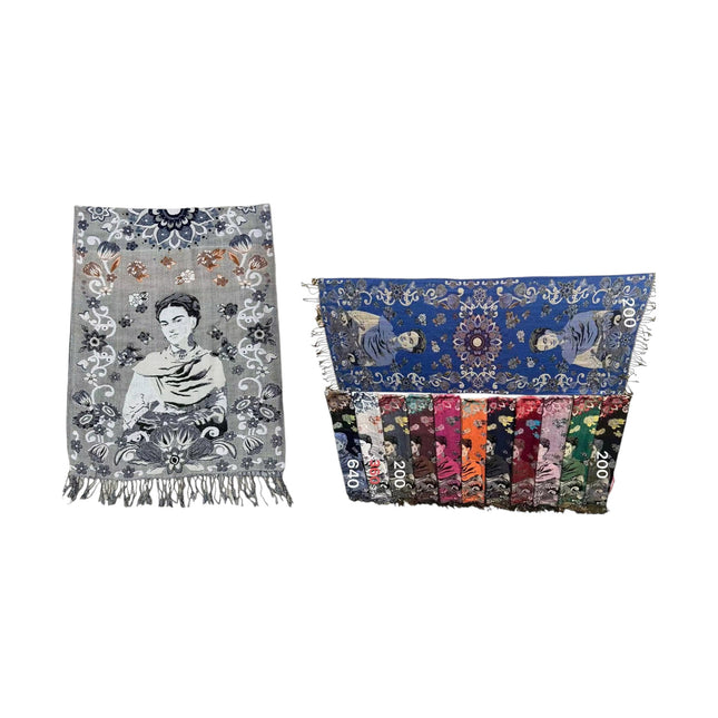 METALLIC PASHMINA FRIDA KAHLO SCF31105-13 (12PC)