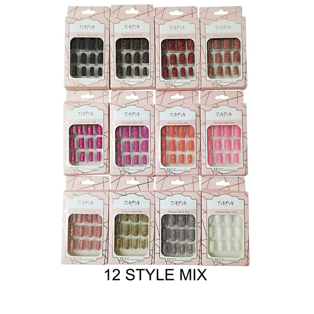 MULTI COLOR SQUARE FAKE NAIL SET SS1112-77 (12PK)