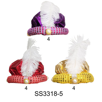 ALADDIN FEATHER COSTUME PARTY HAT 3318-5 (12PC)