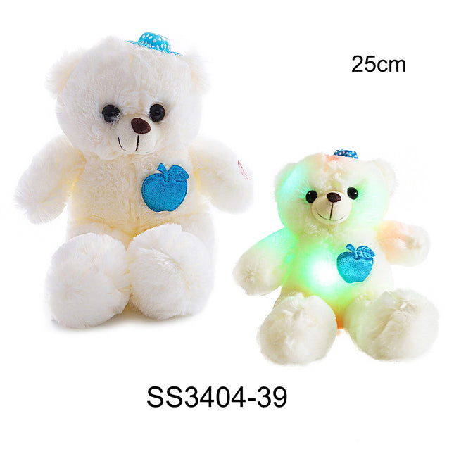 BEAR HAT N APPLE LED PLUSH 3404-39 (6PC)