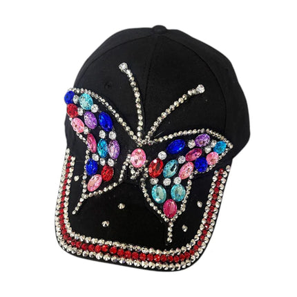 BLIING RHINESTONE RAINBOW BUTTERFLY BASEBALL CAP SS41128-13 (12PC)