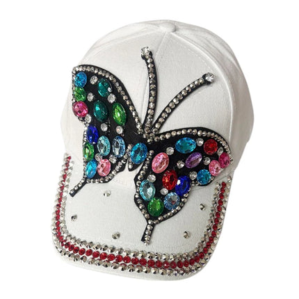 BLIING RHINESTONE RAINBOW BUTTERFLY BASEBALL CAP SS41128-13 (12PC)