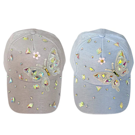 BLIING RHINESTONE BUTTERFLY BASEBALL CAP SS41128-24 (12PC)