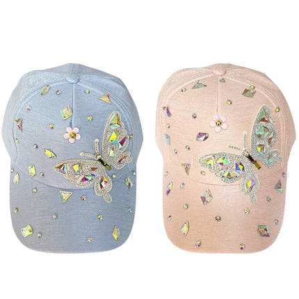 BLIING RHINESTONE BUTTERFLY BASEBALL CAP SS41128-24 (12PC)