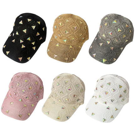 BLIING RHINESTONE SQUARE KNIT BASEBALL CAP SS41128-44 (12PC)