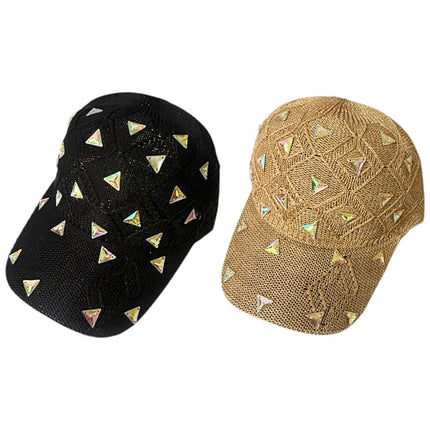 BLIING RHINESTONE SQUARE KNIT BASEBALL CAP SS41128-44 (12PC)