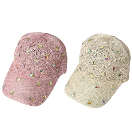 BLIING RHINESTONE SQUARE KNIT BASEBALL CAP SS41128-44 (12PC)