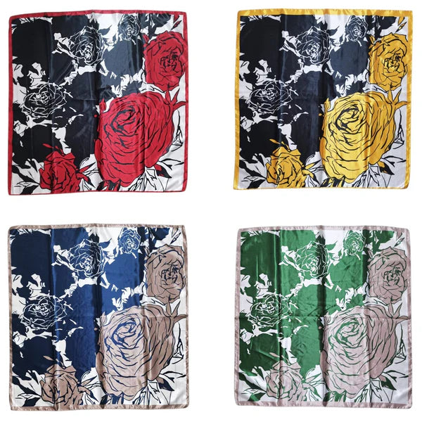 SATIN SCARF BIG ROSES PATTERN ST4908-19 (12PC)