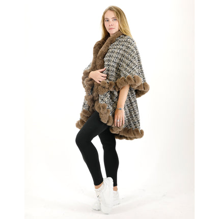 CHECK PATTERN FUR DOUBLE LAYER SHAWL SW3720-2 (6PC)