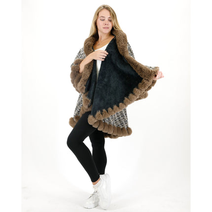 CHECK PATTERN FUR DOUBLE LAYER SHAWL SW3720-2 (6PC)