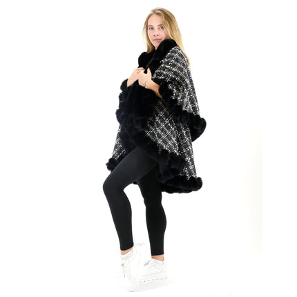 CHECK PATTERN FUR DOUBLE LAYER SHAWL SW3720-2 (6PC)