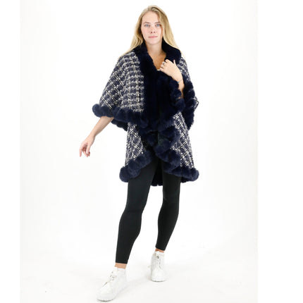 CHECK PATTERN FUR DOUBLE LAYER SHAWL SW3720-2 (6PC)