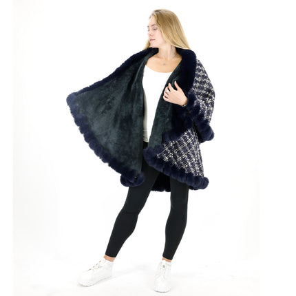 CHECK PATTERN FUR DOUBLE LAYER SHAWL SW3720-2 (6PC)