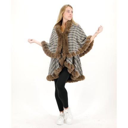 CHECK PATTERN FUR DOUBLE LAYER SHAWL SW3720-2 (6PC)