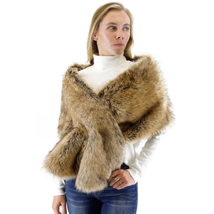 FAUX FUR SHAWL WIDE P373 (3PC)