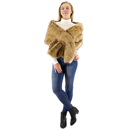 FAUX FUR SHAWL WIDE P373 (3PC)