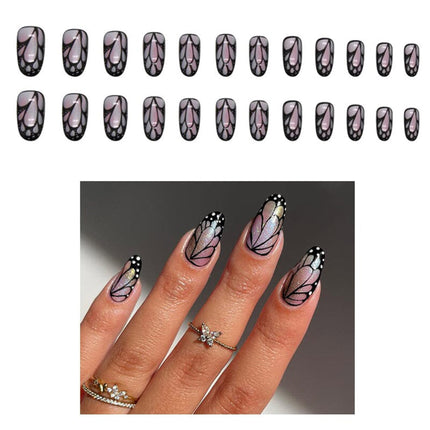 MULTI DESIGN OVAL FAKE NAIL SET W1250 (12PK)