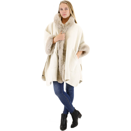 FUR POCKET HOODIE SHAWL P4028 (6PC)