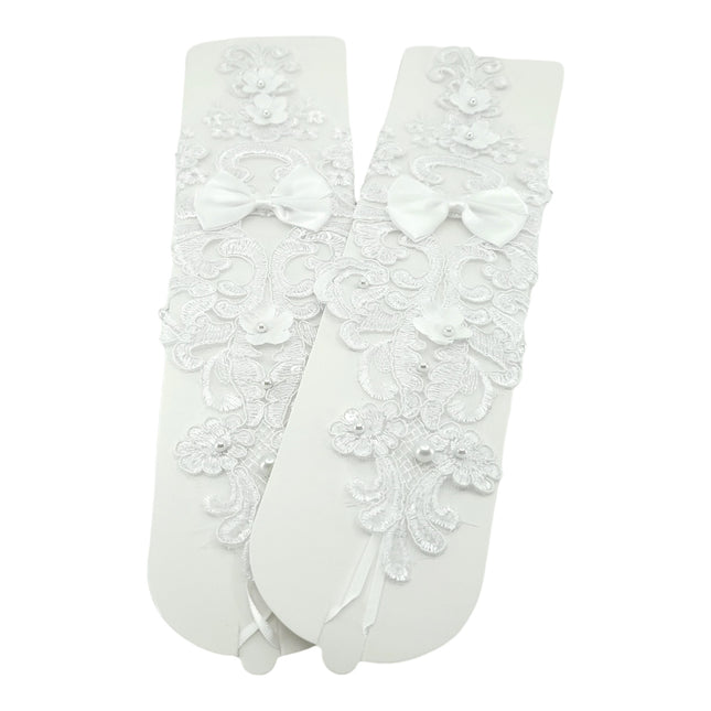 WEDDING GLOVE LACE UP FINGERLESS FLORAL WG228 (12PC)