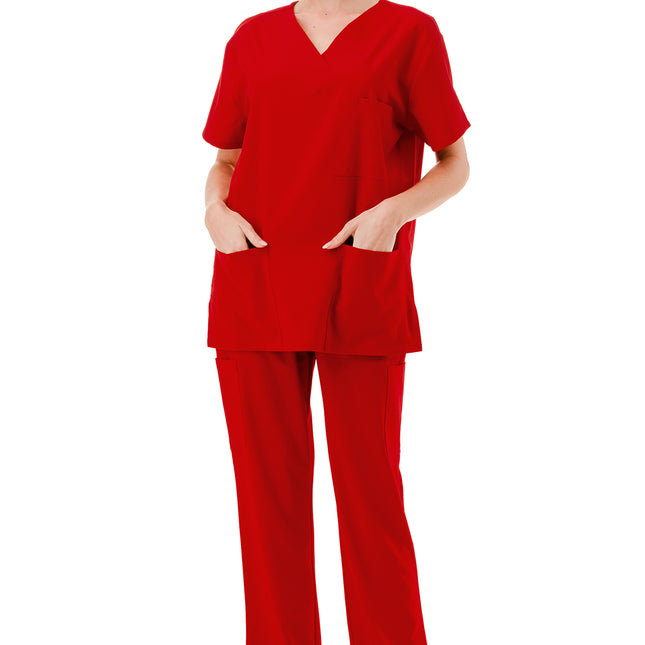 WOMEN'S SCRUBS MEDICAL NURSING UNIFORM SET UN0147RD (MIN 6 SET)