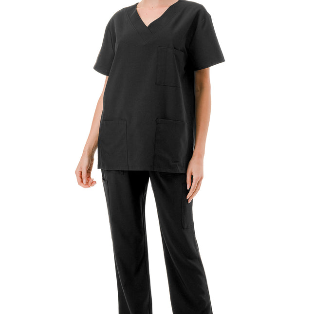 WOMEN'S SCRUBS MEDICAL NURSING UNIFORM SET UN0147BK (MIN 6 SET)