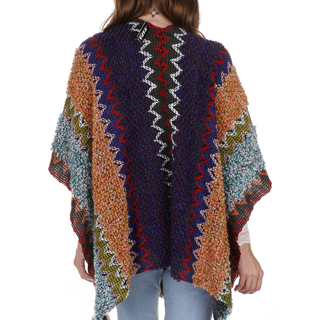 VINTAGE STYLED TASSEL PONCHO PO21041 (6PC)