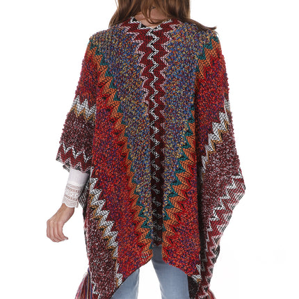 VINTAGE STYLED TASSEL PONCHO PO21041 (6PC)