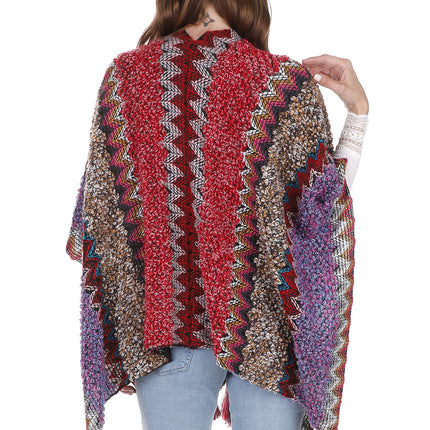 VINTAGE STYLED TASSEL PONCHO PO21041 (6PC)