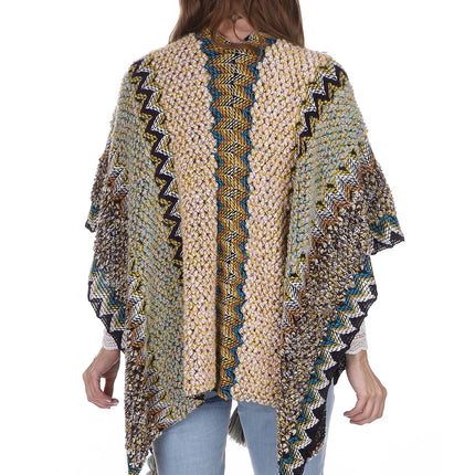 VINTAGE STYLED TASSEL PONCHO PO21041 (6PC)