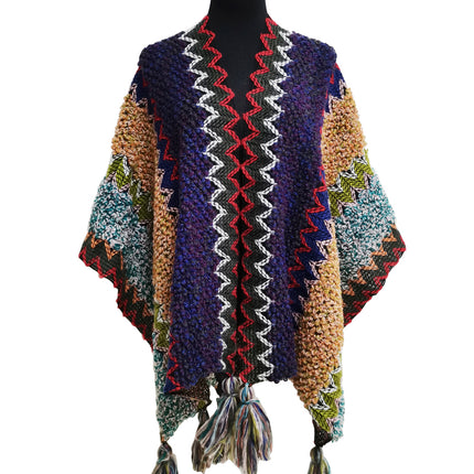 VINTAGE STYLED TASSEL PONCHO PO21041 (6PC)