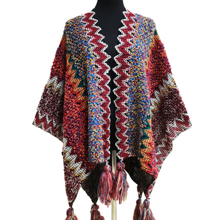 VINTAGE STYLED TASSEL PONCHO PO21041 (6PC)