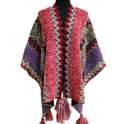 VINTAGE STYLED TASSEL PONCHO PO21041 (6PC)