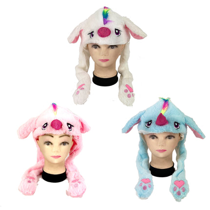 CUTE UNICORN MOVING EAR LED LIGHT BEANIE HA1215-6D (12PC)